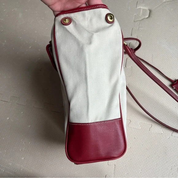 Coach Cream Canvas Satchel Red Leather Trim Gold Hardware – Read Description - Picture 8 of 14